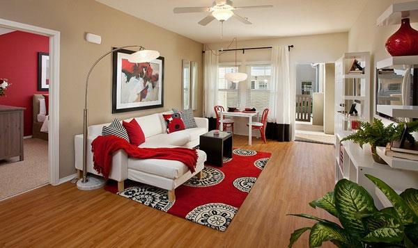punainen moderni olohuoneen punainen ja valkoinen lattiavalaisin