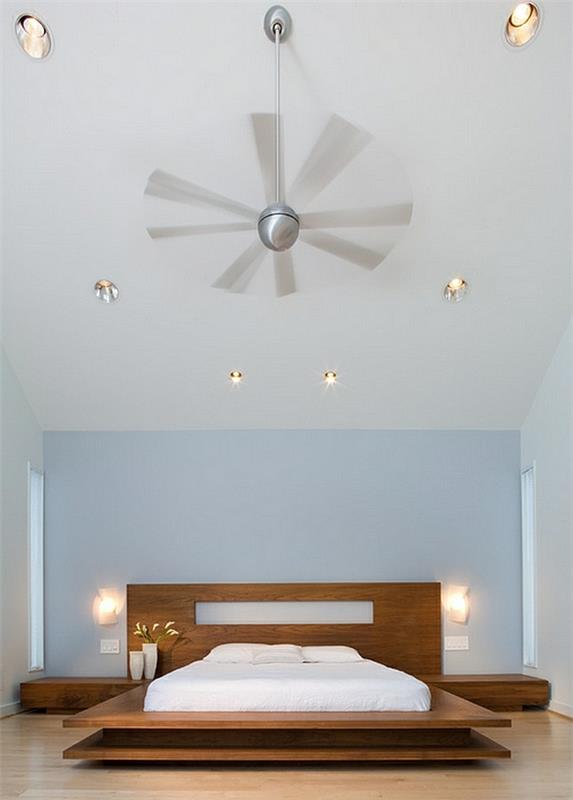 Makuuhuoneen huonekalut minimalistinen sängynpääty sängyn runko seinävalaisimet