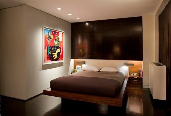 Makuuhuoneen minimalistinen seinämaalaus