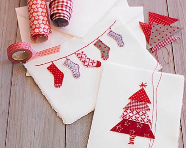 Tee kauniita joulukortteja itse punaiset sukat joulukuusi