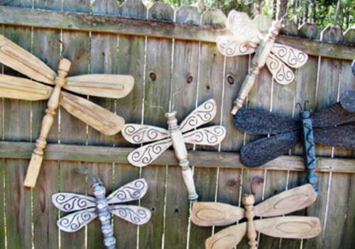 puukoristustuotteet puutarhan sisustus DIY puutarhasuunnittelu sudenkorento