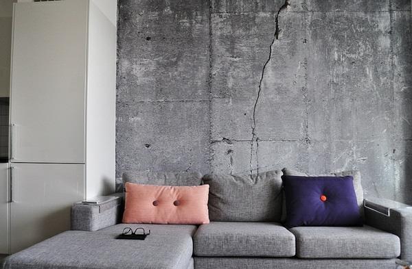 seinän suunnittelu teollinen altistunut betoni kotona hieman väriä