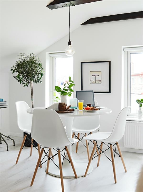 Suunnittele skandinaavisia huonekaluja sisältävä ruokasali