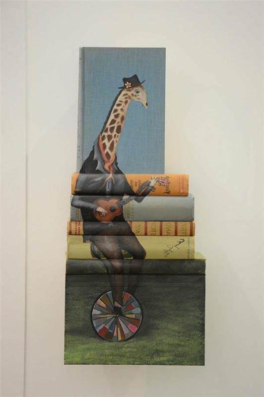 Maalaus kirjoista kirahvi sirkusnäyttely