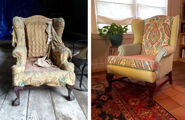 Voit peittää sohvan uudelleen Vinkkejä Nojatuoli ennen ja jälkeen