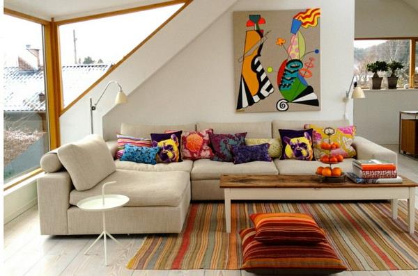 Sohvat ja sohvat matto raidat värikäs parvi taidetta