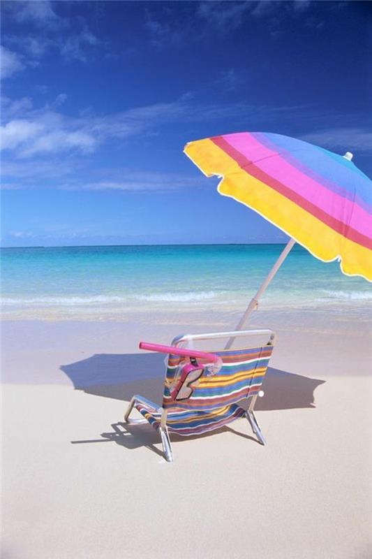 Varjot Taitettavat huonekalut merenrannalle Aurinkovarjo ja tuoli