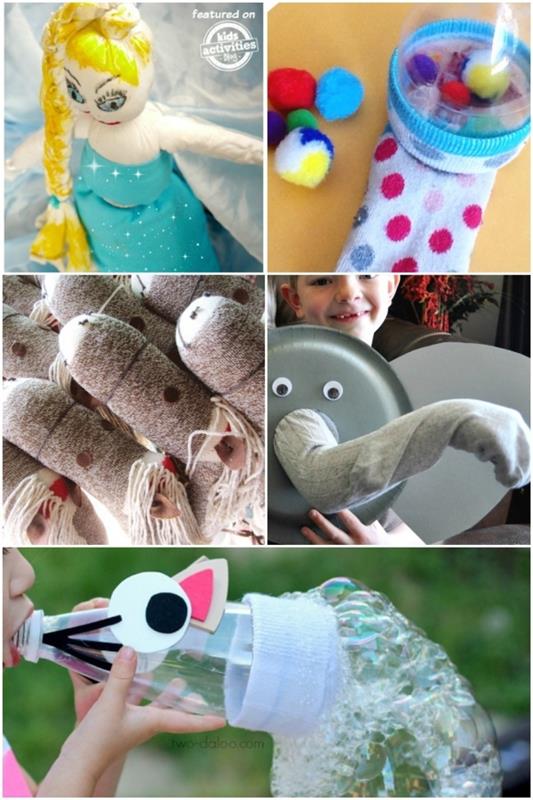 Lelut tekevät erilaisia ​​käsityöideoita sukkien avulla