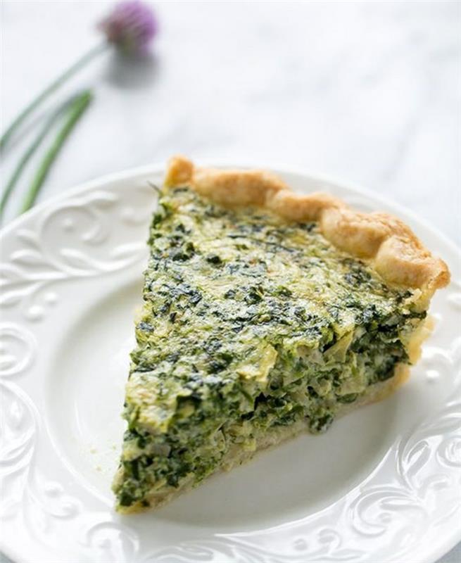 Pinaatti -purjo Quiche -resepti Quiche -taikina vihannesten kanssa