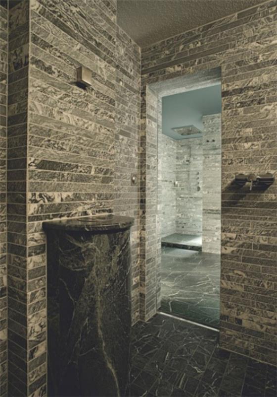 Kivi kylpyhuoneessa moderni kylpyhuone kiviseinät turhamaisuus kaikki luonnonkivestä
