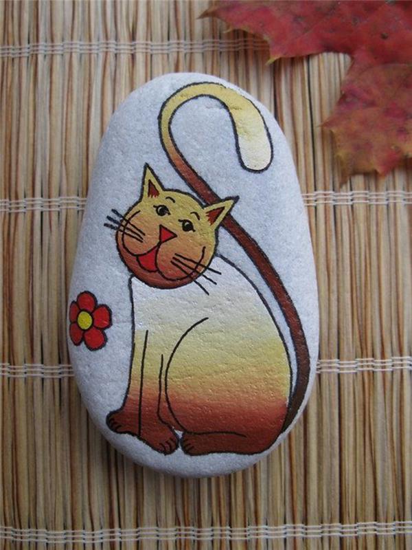 Maalaa kivet hauskoja kissa -käsitöitä kivillä