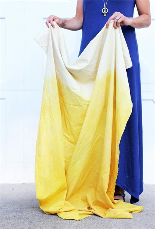 Kankaiden värjäys Tekstiilien värjäys Vaatteiden värjäys luonnollisesti Kaltevuus keltainen