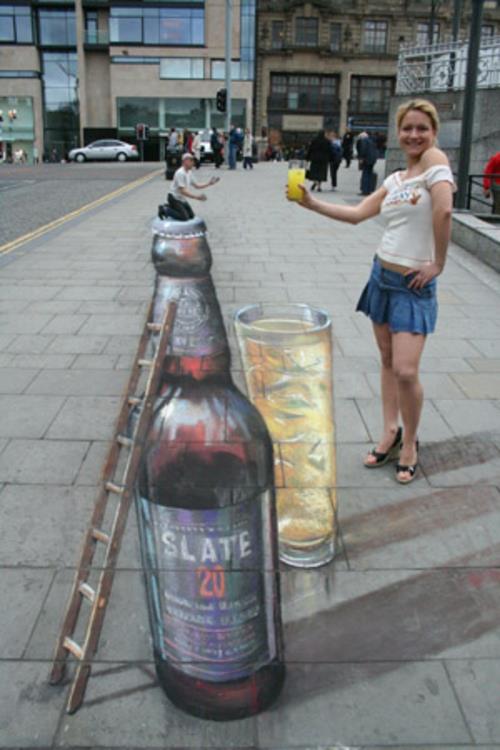 taide 3D -tehosteella Julian Beever pieni suuri