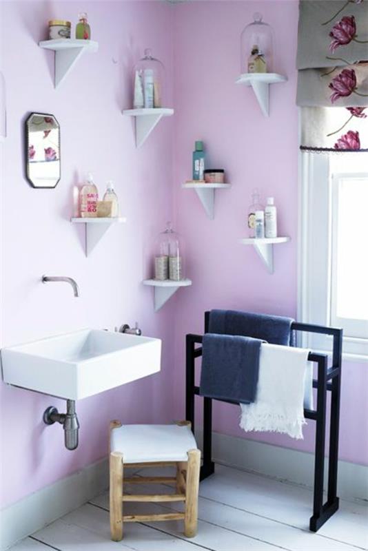 Maalausideoita seinien hyllylle violetti väri