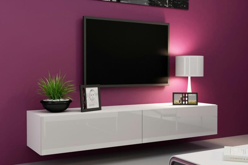 TV -seinät olohuoneen huonekalut puukalusteet TV -seinäyksikön seinäväri vaaleanpunainen