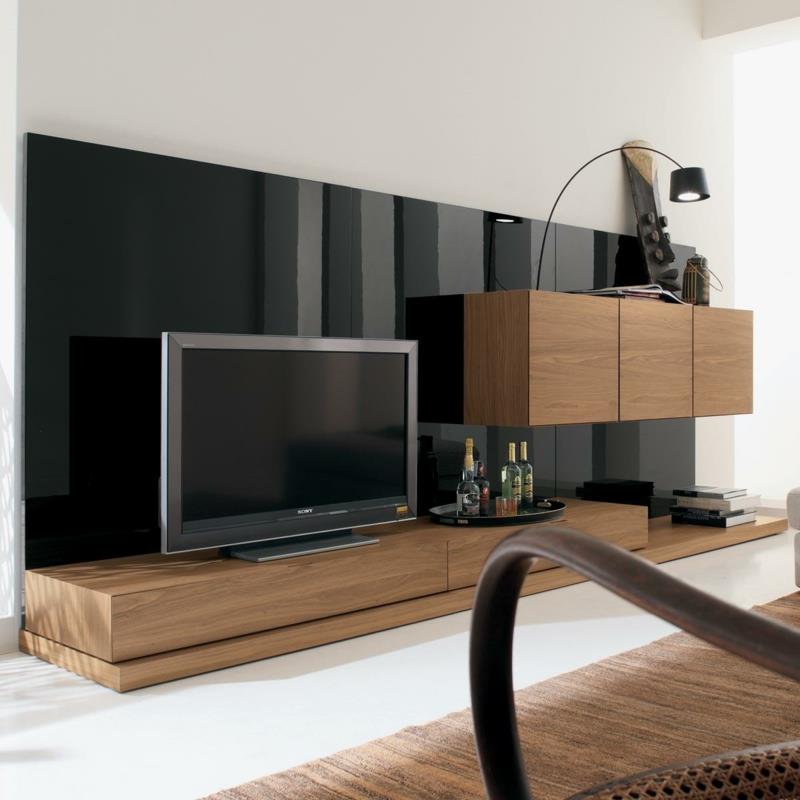 TV -seinät olohuoneen kalusteet puukalusteet TV -seinäyksikkö musta kiiltävä
