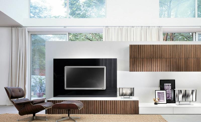 TV -seinät olohuoneen kalusteet TV -seinäyksikkö Relax -nojatuoli