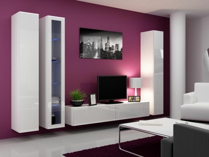 TV -seinät olohuoneen huonekalut TV -seinäyksikön seinäväri vaaleanpunainen
