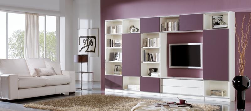 TV -seinät olohuoneen huonekalut TV -seinäyksikön seinän väri violetti
