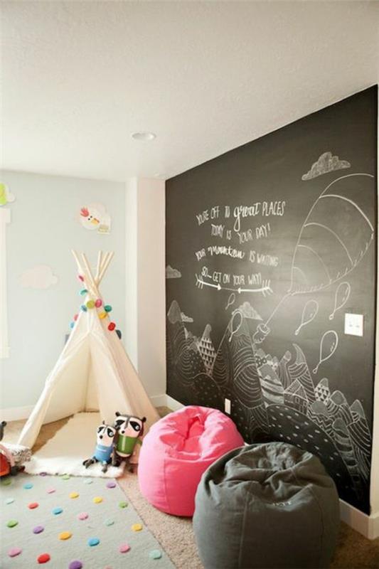 Liitutaulun värinen lastenhuoneen design -aksentti -seinäliitutaulu