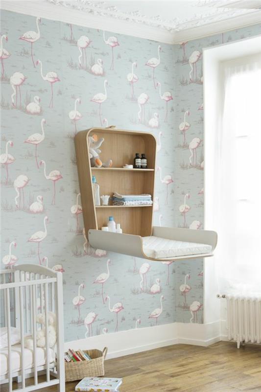 Tapetti lastenhuoneen näyte tapetti flamingos vaippapöytä