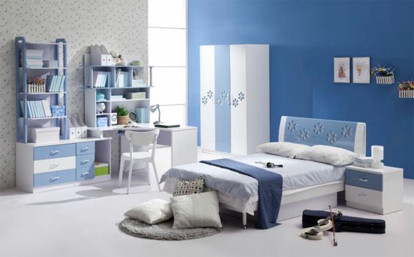 sininen seinämaali kompakti makuuhuone