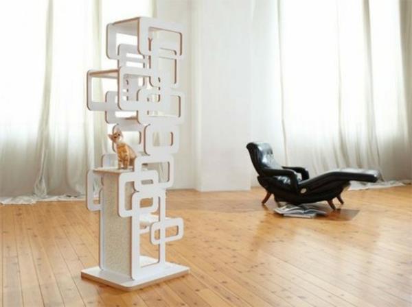 Eläinystävällinen kissan huonekalujen raapimispylväs valkoinen modulaarinen