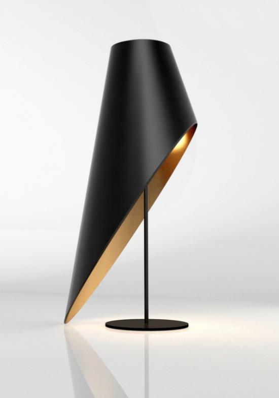 Pöytävalaisimet, joissa on epätavallinen mielikuvitus, mielenkiintoinen lampun muotoinen epäsymmetria mustalla ja kullalla