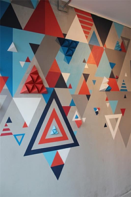 Upeita seinäsuunnitteluseinämaalausideoita geometrisista muodoista