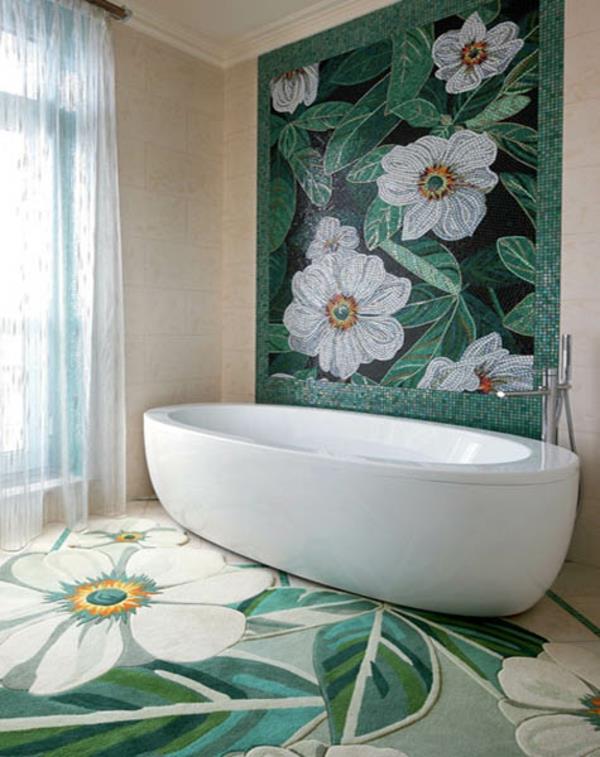 Väri seinän värit ideoita kukat kylpyamme