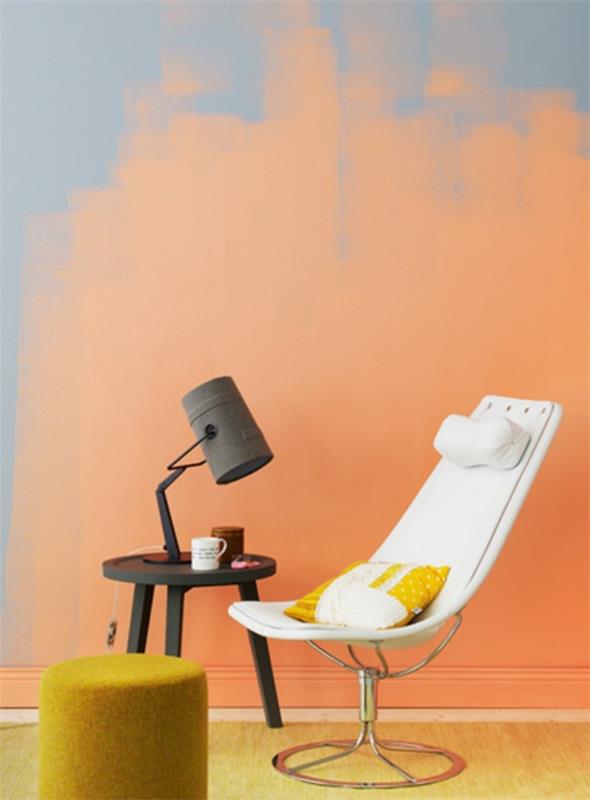 Upea seinäsuunnittelu, jossa on värillisiä seinävärejä, ihanan oranssi