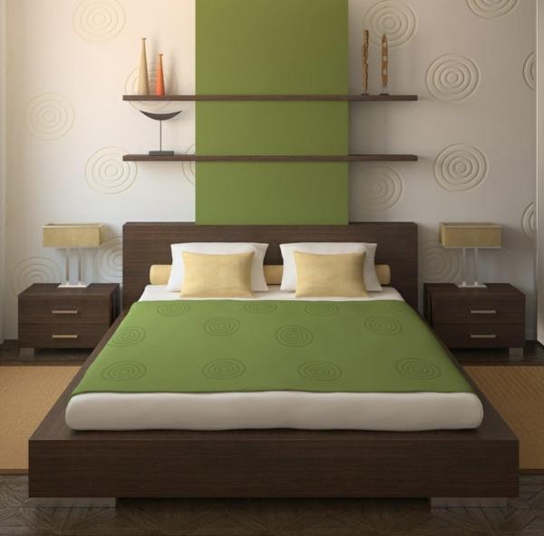 Upeat seinähyllyt yöpöytä ruskea makuuhuoneen sänky
