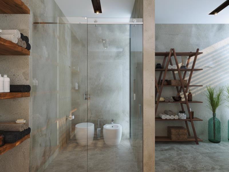 Unelma kylpyhuoneet moderni suihku kylpyhuonekalusteet puiset hyllypyyhkeet ylellinen kylpyhuone