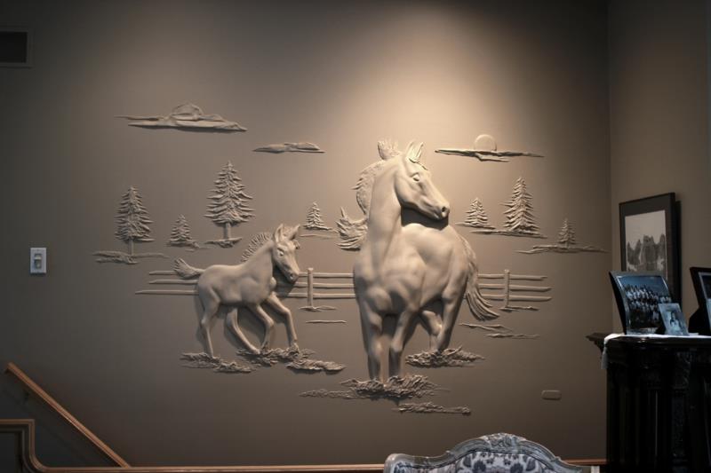 Kipsilevy Bernie Mitchell 3D -seinäkoristeideoita kipsilevyhevosia