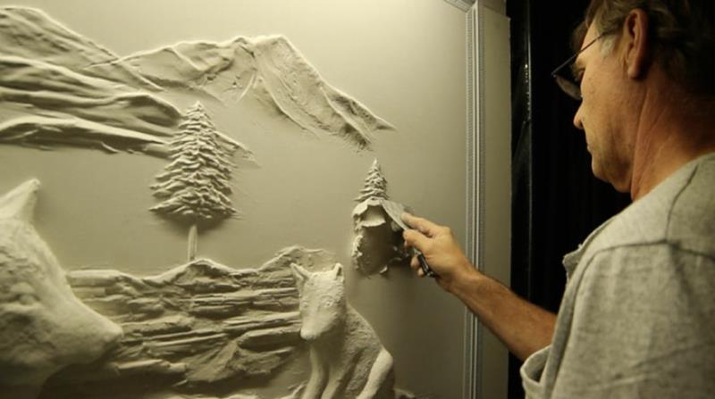 Kipsilevyrakentaja Bernie Mitchell työssä 3D -seinäkoristeideat kipsilevy