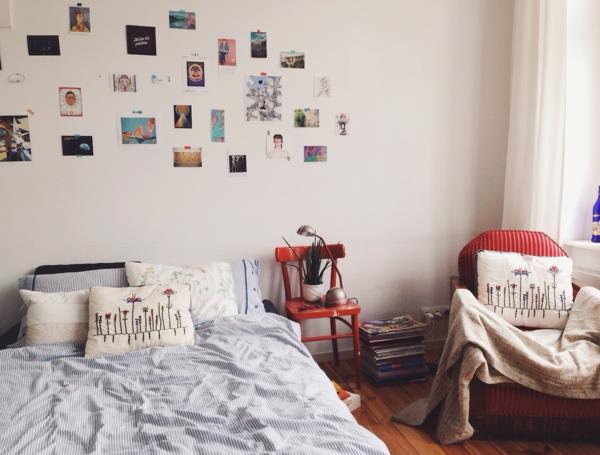 Tumblr -huoneen sisustuksessa on kuvia makuuhuoneen seinäkoristeista