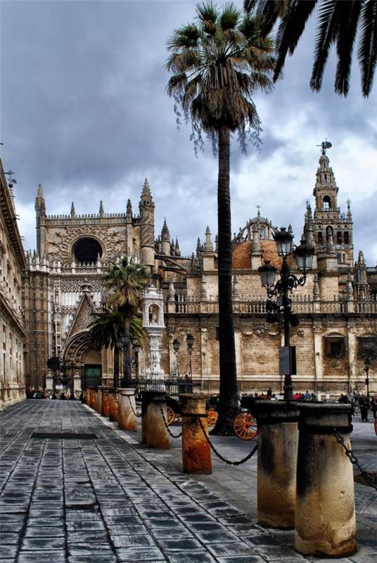 Lomat Etelä -Espanja Sevillan kadut palmuja katedraali
