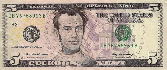 Yhdysvaltain dollarin setelit dollarin setelit jack nicholsonin kasvot