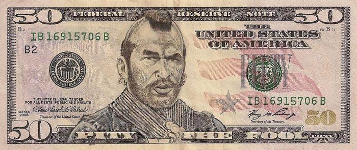 Yhdysvaltain dollarin seteleiden pop -art kasvot muuntaa meidät euroiksi dollareiksi