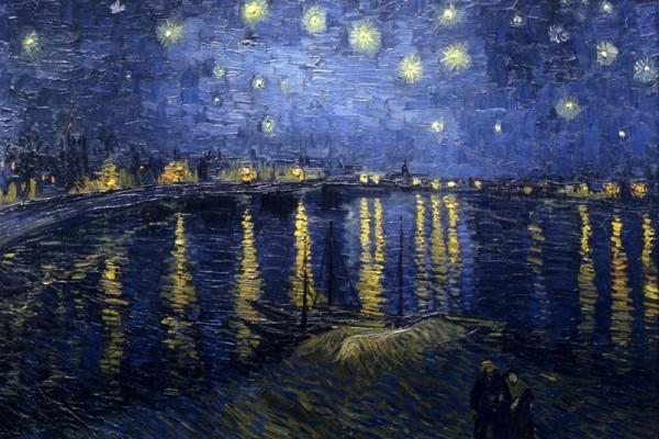 Van Goghin loistava maalari impressionistinen tähtitaivas Rhônen yllä