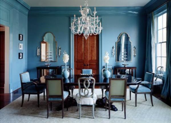 Tyylikäs idea Erilaisia ​​sinisiä ruokapöydän tuoleja