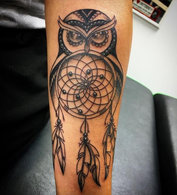 Lintuidea - Dream Catcher Tattoo - Suuri piirustus