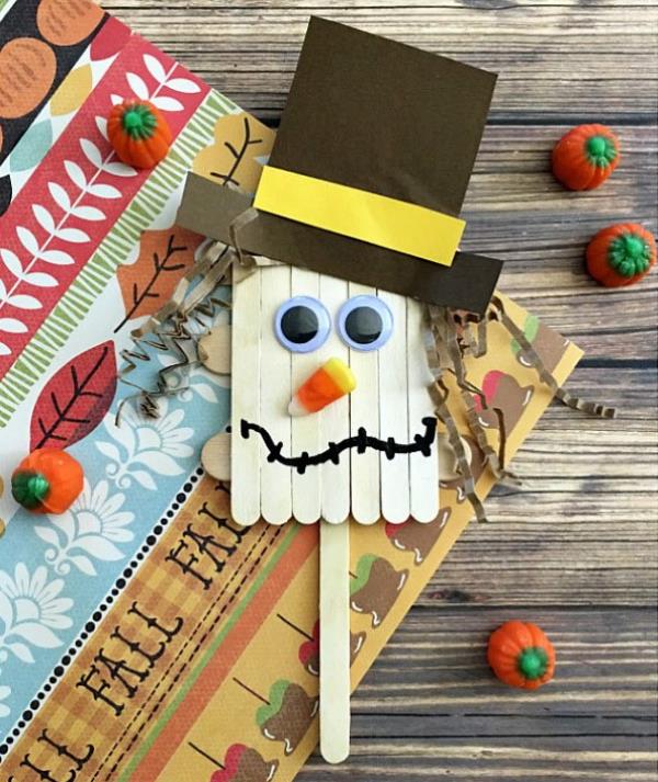 Tinker-variksenpelätin-Halloween- ja syksyn koristeet tee-se-itse-jäätelötikkujen koristelu lapsille tinker plug