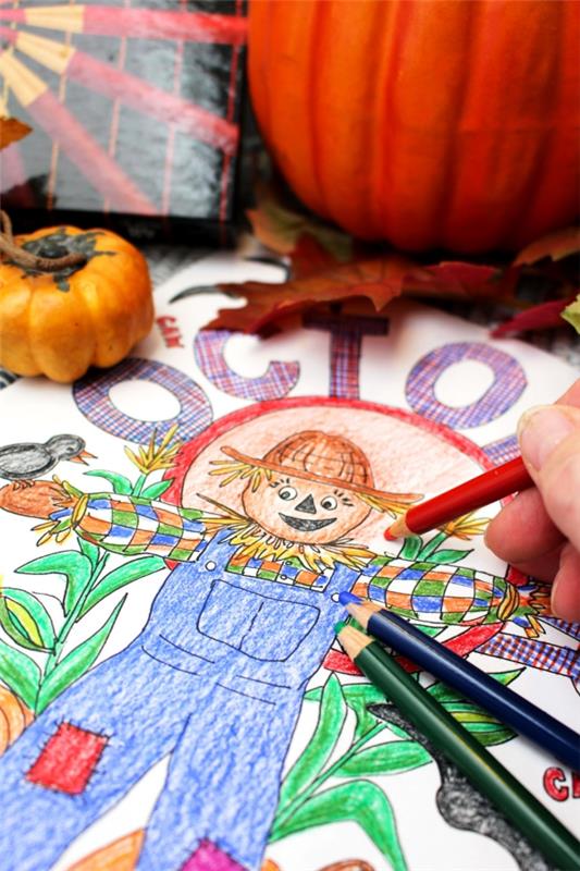 Scarecrow tinker - Halloween ja syksyn koristelu tehdä itsellesi variksenpelätin värityskuva syksyn lapset
