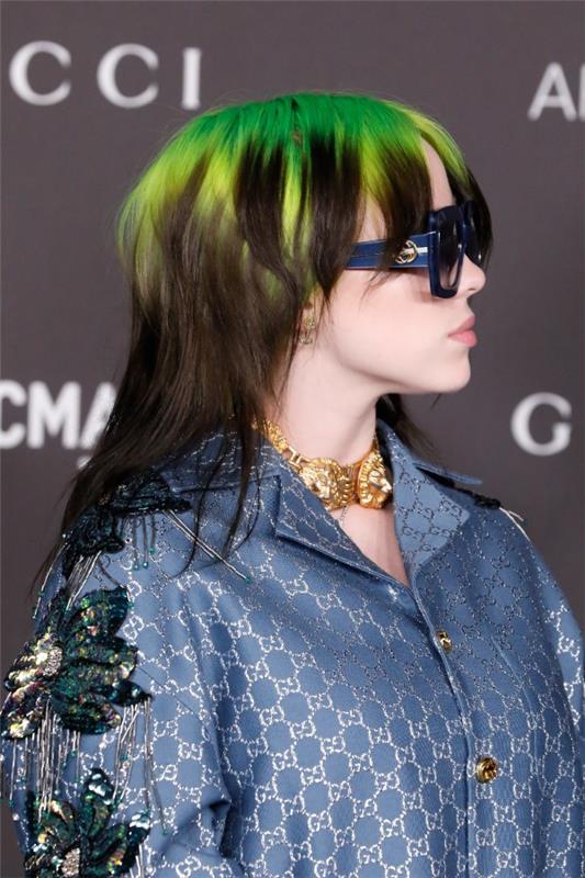 Mullet -kampaus - retro -kampaus pysyy erittäin trendikkäänä myös vuonna 2021, billie eilish mullet green