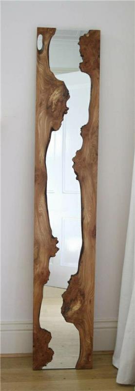 Seinäkoriste on valmistettu puusta käytävällä seinän suunnittelu peili puurunko