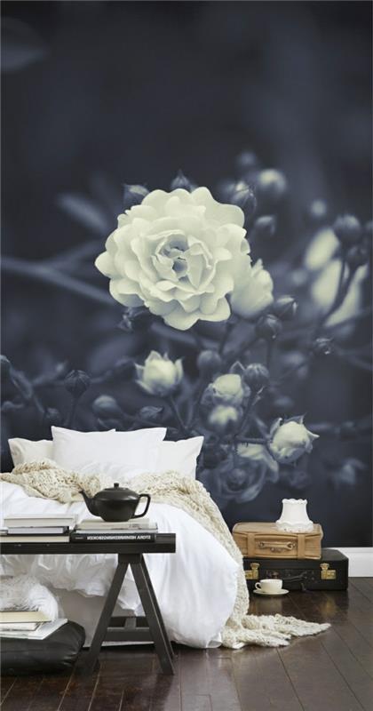 Seinä koristelu valokuva tapetti kukka maljakko kukat makuuhuone