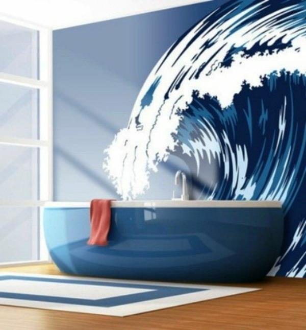 Seinämaalaus seinämaalaukset meri teema kylpyamme aalto