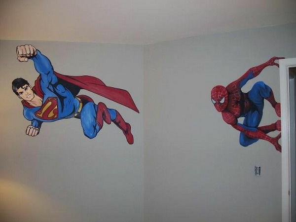 Seinäkoriste, jossa on valokuva -taustakuva spiderman superman valkoinen seinä