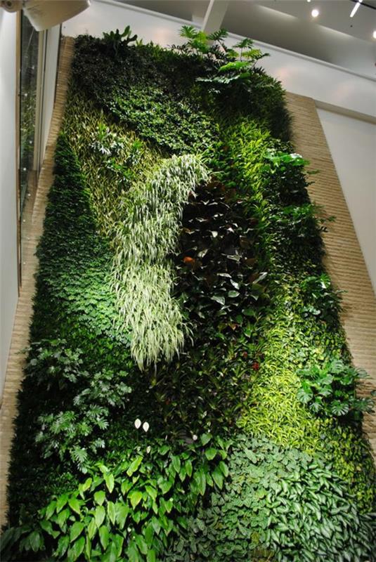 suosittu seinäkoriste, jossa on kasveja kattoon ulottuva puutarha